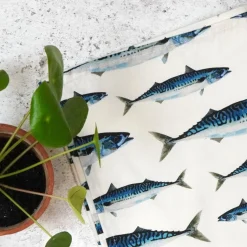 Corinne Alexander Mackerel Tea Towel by- Father's Day|Tea