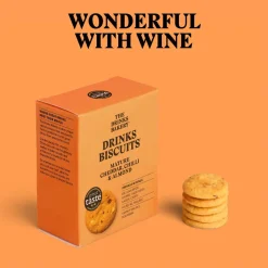 The Drinks Bakery Mature Cheddar, Chilli and Almond Drinks Biscuits 110g- Tea|Snacks & Crackers