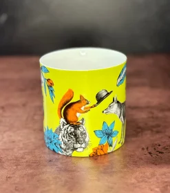 Repeat Repeat Menagerie Fox Bone China Mug- Green- Whimsical|Animals