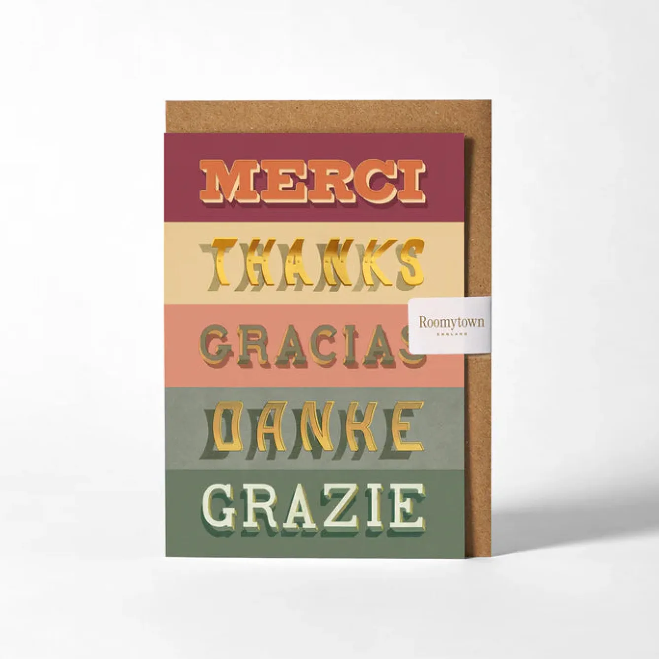 Roomytown Merci Thanks Greetings Card- Greeting Cards