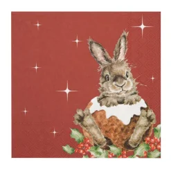 Wrendale Designs 'Merry Little Christmas' Rabbit Paper Napkins- Napkins