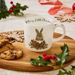 Wrendale Designs 'Merry Little Christmas' Rabbit Small Bone China Mug (11oz)- Animals|Animals