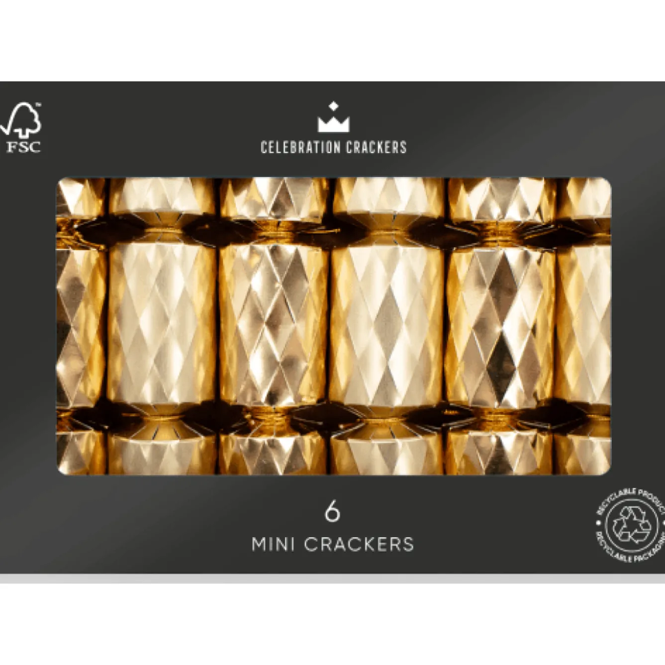 Heart and Soul Mini Gold Diamond 6in Christmas Crackers Box of 6- Christmas Crackers|Christmas