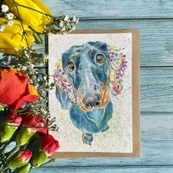 Jen Winnett Moose the Dachshund Blank Greetings Eco Card- Greeting Cards