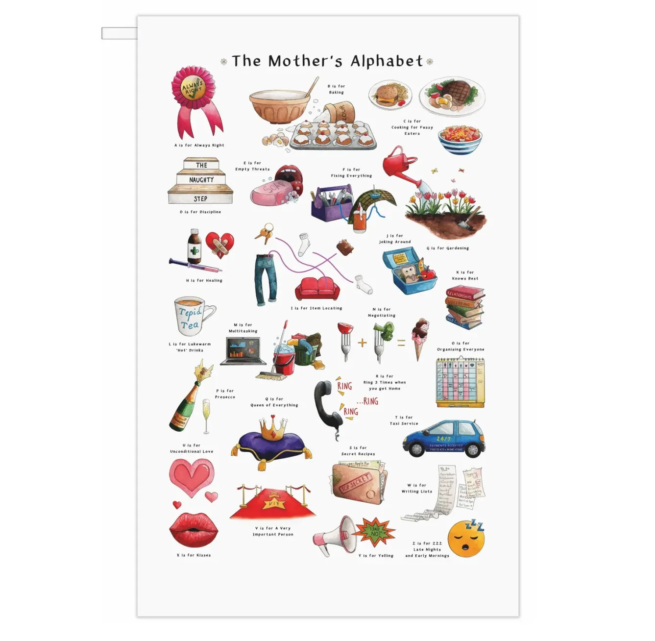 Yeti Mother's Alphabet Tea Towel- Mother's Day|Mother's Day