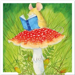 Emma Ball Mouse on a Toadstool Greetings Card- Greeting Cards