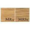 Selbrae Mr & Mrs Oak Coasters- Set of 2- Tea|Coasters