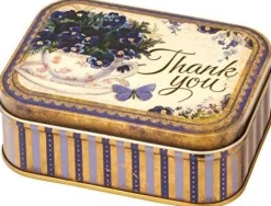 Elite Tins Nostalgia Thank You Small Rectangular Tin- Novelty|Flowers & Fruits