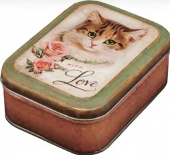 Elite Tins Nostalgia With Love Cat Small Rectangular Tin- Novelty