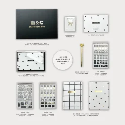 Notes & Clips Notes & Clips Black & Gold Stationery Box- Stationery