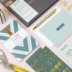 Notes & Clips Notes & Clips Green & Gold Stationery Box- Stationery