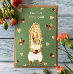 Jen Winnett Nuts About You Squirrel Eco-Card- Valentine's Day|Greeting Cards