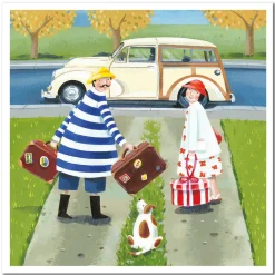 Emma Ball Off on Their Holidays Greetings Card- Greeting Cards