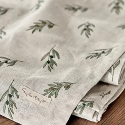 Sophie Allport Olive Linen Table Runner- Tea|Table Runners