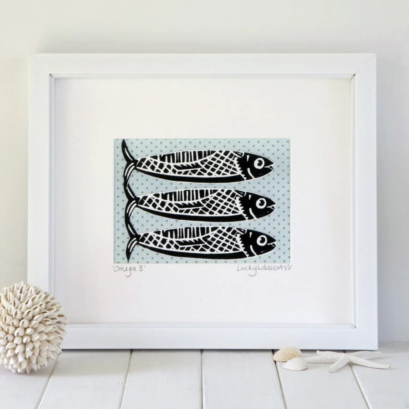 Lucky Lobster Omega 3 Fish Framed Print- Art
