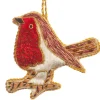 St. Nicolas Opulent Sequined Robin Decoration- Royal|Christmas Decorations