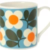 Orla Kiely Floret Turquoise Bone China Mug- Tea