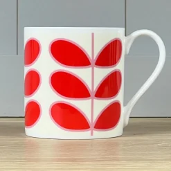 Orla Kiely Linear Stem Red Bone China Mug- Tea|Bright Colors