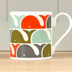 Orla Kiely Whale Orange Bone China Mug- Tea|Bright Colors
