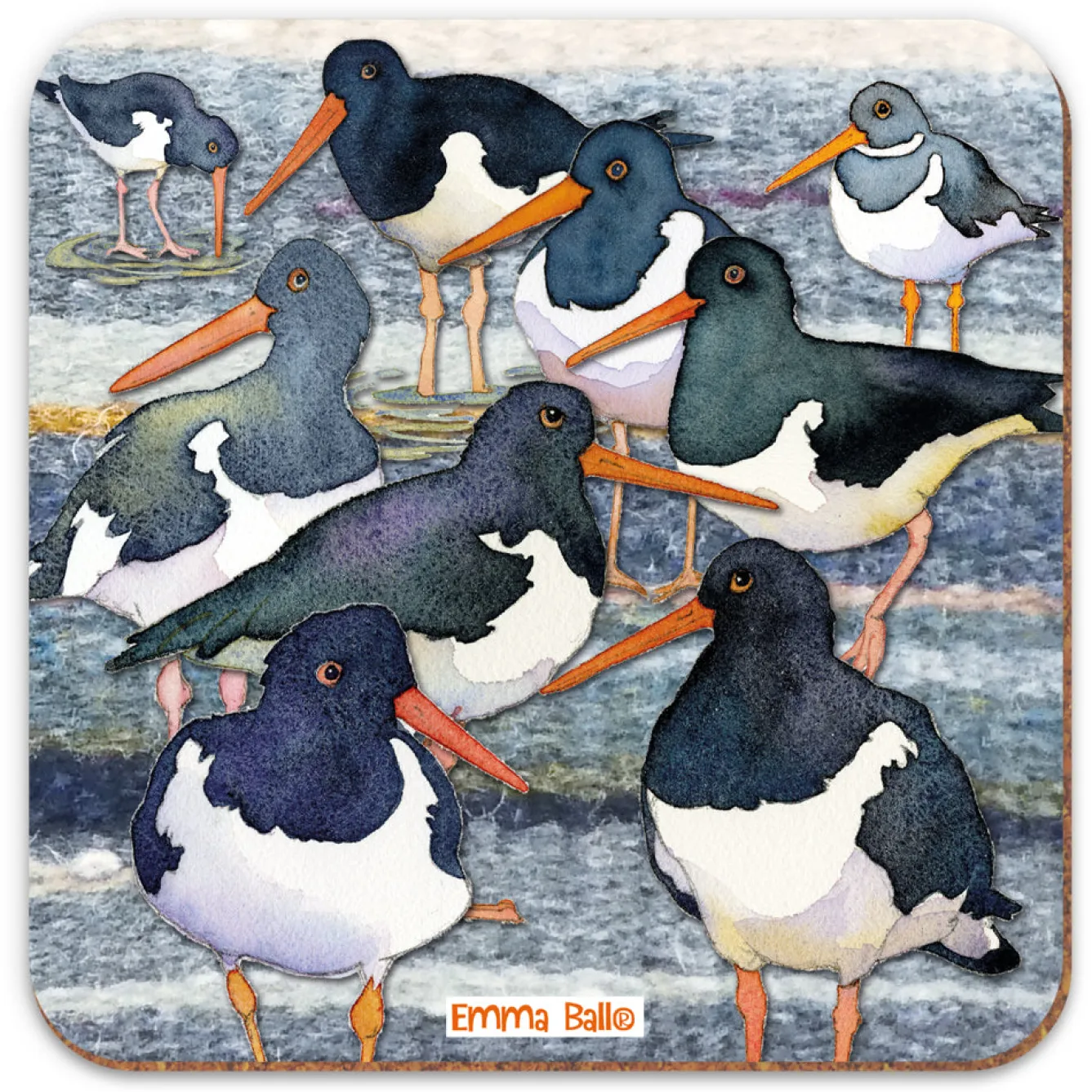 Emma Ball Oystercatchers Coaster- Tea|Coasters