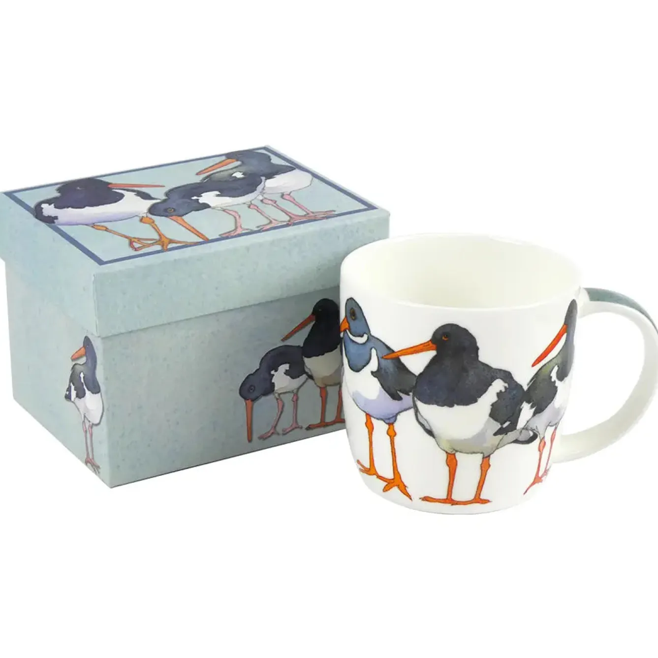 Emma Ball Oystercatchers (White Background) Bone China Mug (Boxed)- Tea|Animals