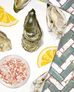 Corinne Alexander Oyster Tea Towel by- Father's Day|Tea