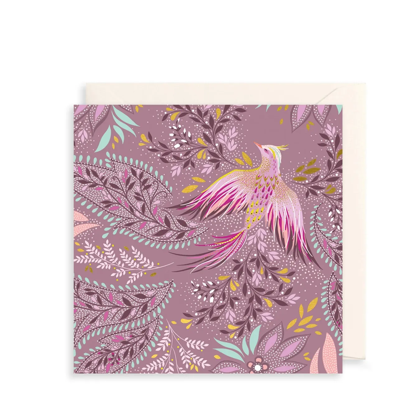 The Art File Paisley Floral Bird Greeting Card by Sara Miller- Greeting Cards