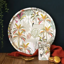 Sara Miller London Palm Garden Deepwell Tin Tray- Trays|Trays