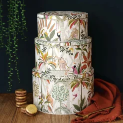 Sara Miller London Palm Garden Set of 3 Round Cake Tins- Storage Caddies|Storage