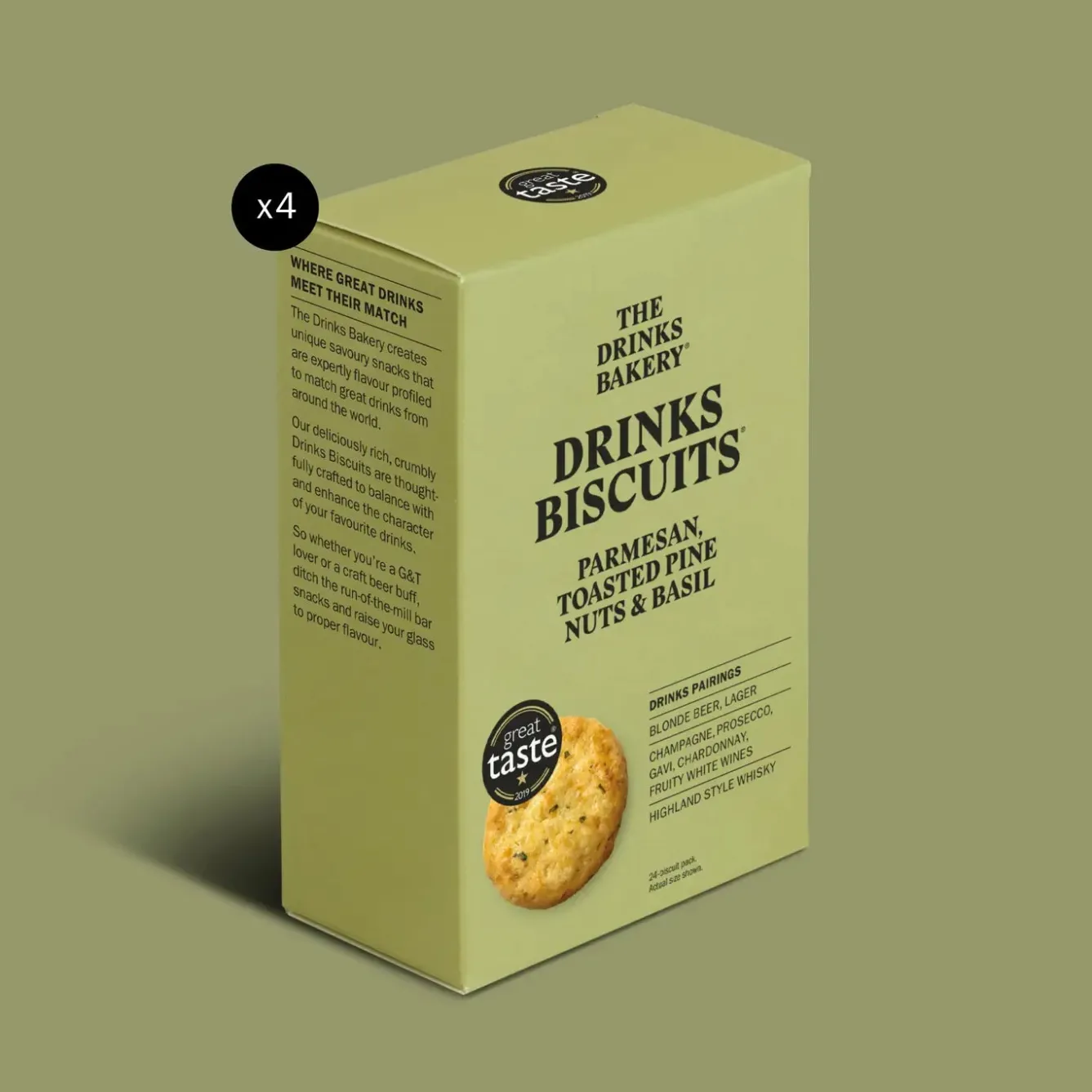The Drinks Bakery Parmesan, Toasted Pine Nuts and Basil Drinks Biscuits 110g- Tea|Snacks & Crackers
