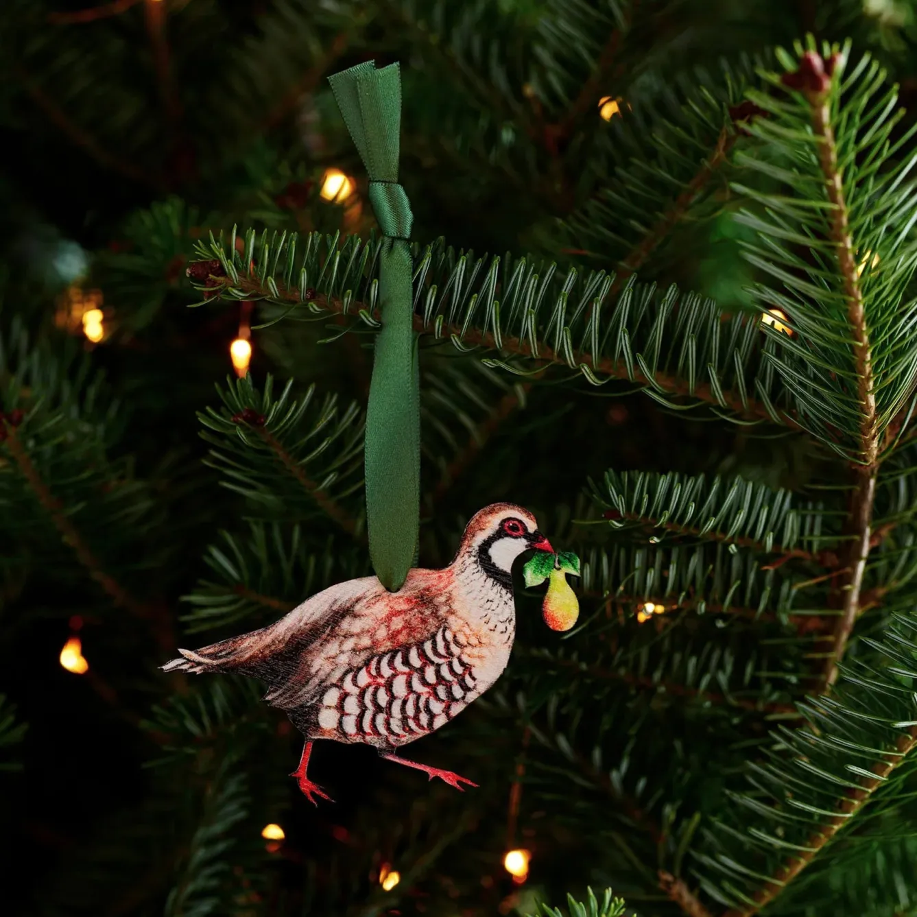 Lottie Murphy Partridge Wooden Christmas Decoration- Christmas