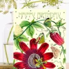 Madame Treacle Passion Flower Glitter Birthday Card- Greeting Cards
