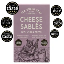 Shortbread House of Edinburgh Pea Green Boat Bakery Cheese Sablés with Cumin Seeds- Snacks & Crackers