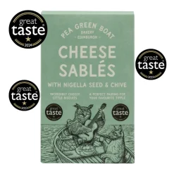 Shortbread House of Edinburgh Pea Green Boat Bakery Cheese Sablés with Nigella Seed & Chive- Snacks & Crackers
