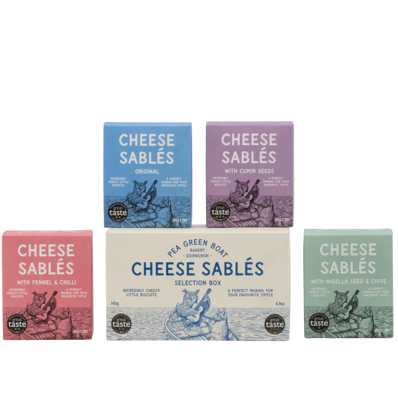 Shortbread House of Edinburgh Pea Green Boat Bakery Cheese Sablés Selection Box- Snacks & Crackers