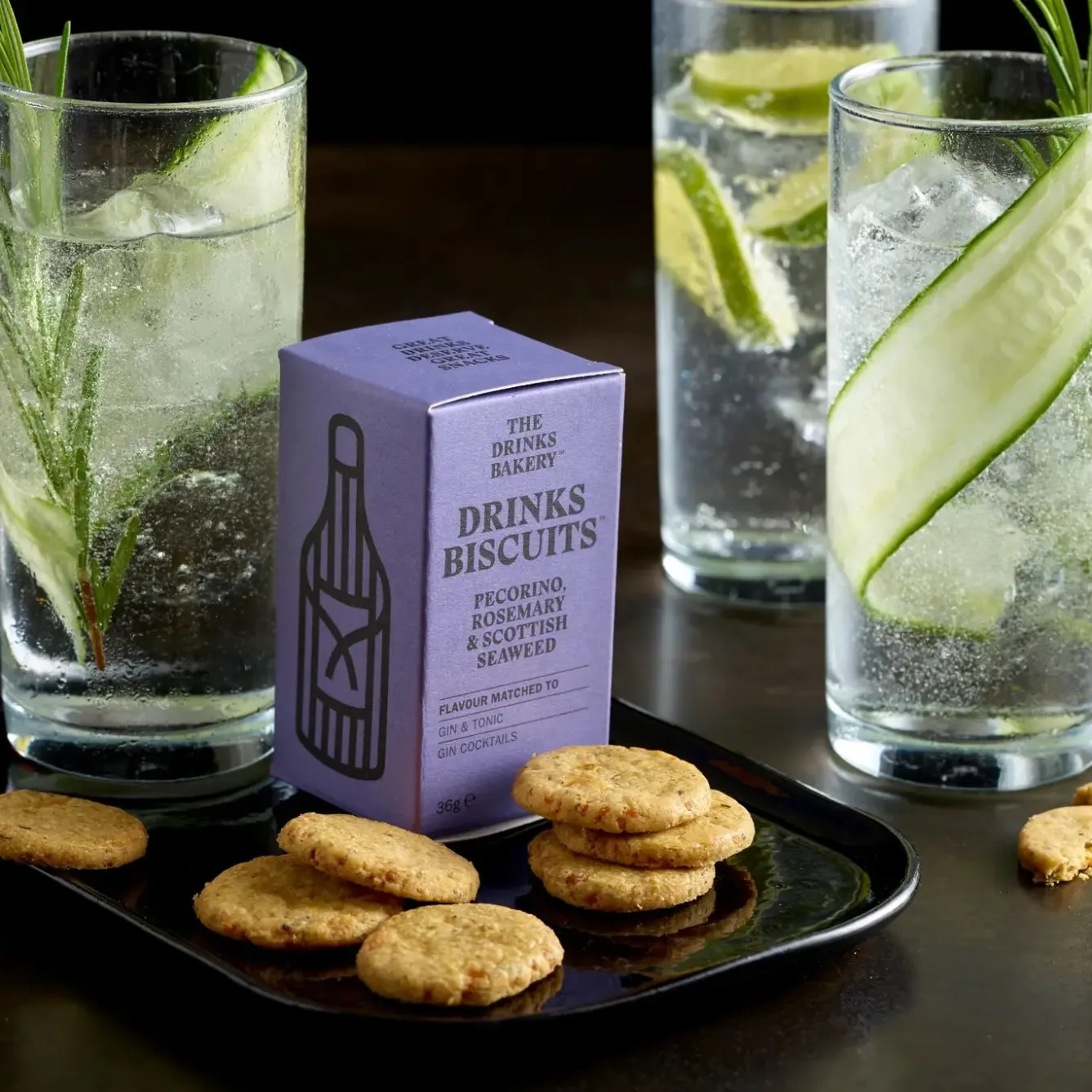 The Drinks Bakery Pecorino, Rosemary and Seaweed Drinks Biscuits 110g- Tea|Snacks & Crackers
