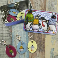 Emma Ball Penguins in Pullovers Set of 6 Stitch Crochet Markers in a Pocket Tin- Stationery|Crafts