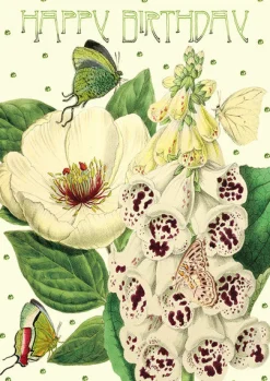 Madame Treacle Peony & Foxglove Glitter Birthday Card- Greeting Cards