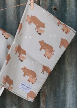 Laura Fisher Perfect Pig Cotton Tea Towel- Tea|Tea Towels
