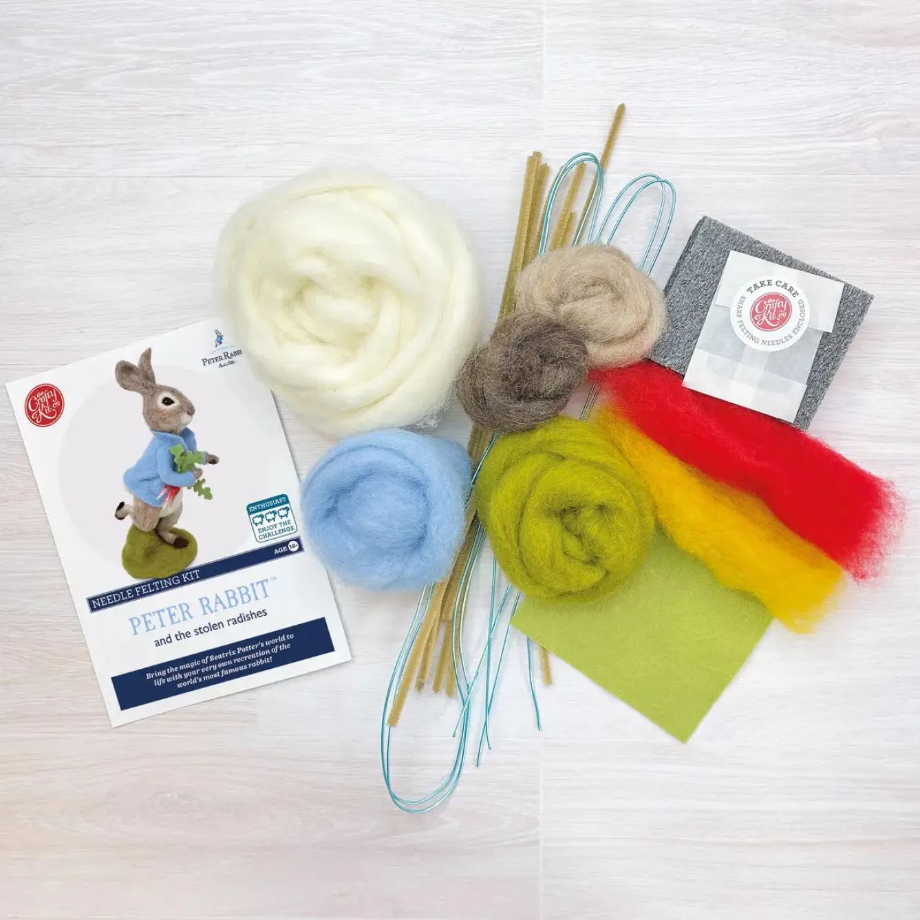 The Crafty Kit Co. Peter Rabbit and the Stolen Radishes Needle Felting Craft Kit- Easter|Crafts