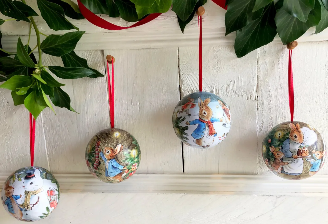 Elite Tins Peter Rabbit Christmas Tin Baubles- Christmas Decorations|Christmas