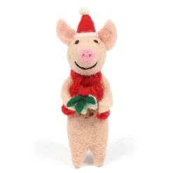 Amica Felt Piglet with Christmas Pudding Felt Decoration- Christmas Decorations|Christmas