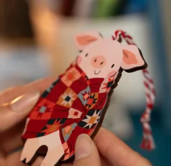 Dapple & Dot Pigs in Blankets Wooden Christmas Decorations- Christmas