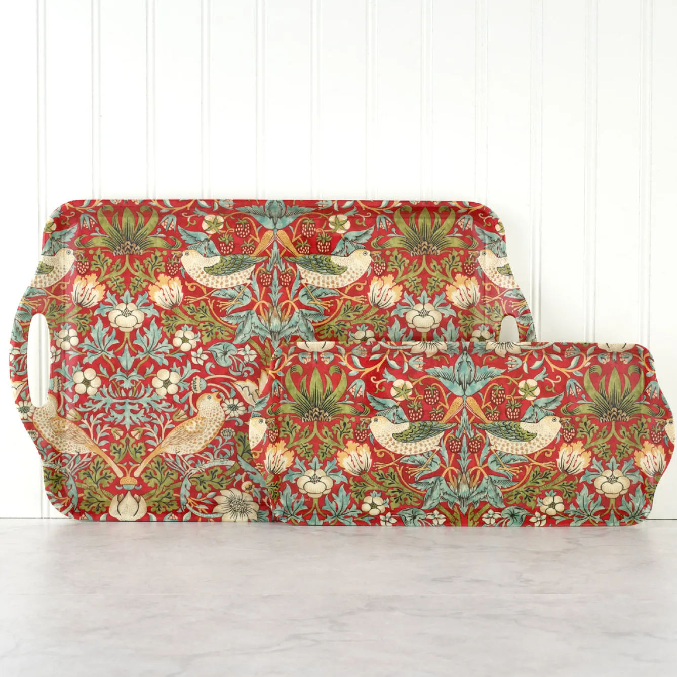 Spode Pimpernel Strawberry Thief Red Melamine Sandwich Tray- Trays
