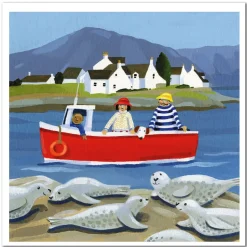 Emma Ball Plockton Seals Greetings Card- Greeting Cards