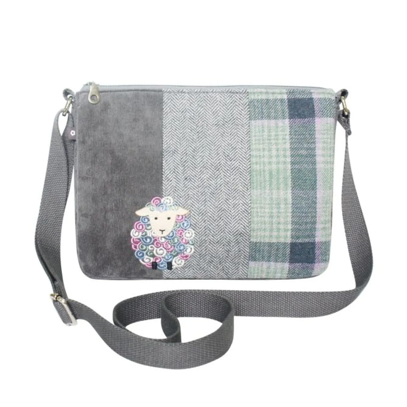 Earth Squared Bags Plum Tweed Cat Applique Messenger Bag- Bags