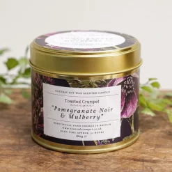 Toasted Crumpet Pomegranate Noir & Mulberry Candle in a Matt Gold Tin- Home Fragrance