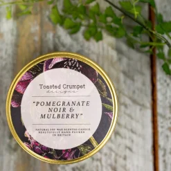 Toasted Crumpet Pomegranate Noir & Mulberry Candle in a Matt Gold Tin- Home Fragrance