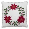 Jan Constantine Ponsettia Wreath Pillow- Seasonal Decor|Pillows & Throws