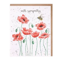 Wrendale Designs 'Poppies and Bee' Sympathy Greetings Card- Greeting Cards